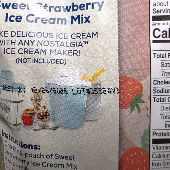 Nostalgia Sweet Strawberry Premium Ice Cream Mix Lot of 5 Bags 8oz Best By 12/26 - Picture 5 of 7